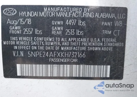 2019 Hyundai Sonata Se from USA, damaged, VIN 5NPE24AFXKH732166